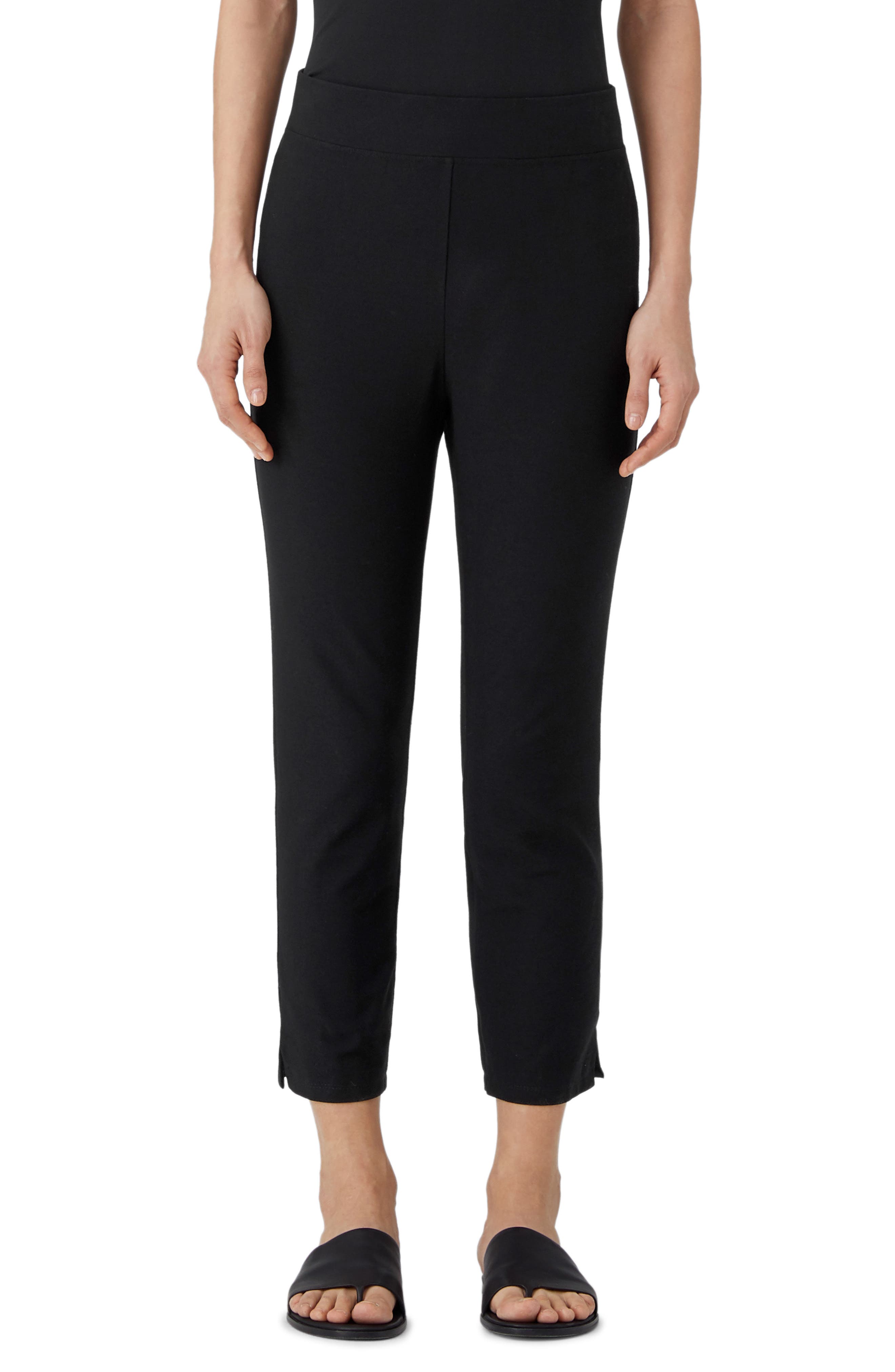 NEW Eileen Fisher Stretch Crepe Slim Ankle Pants in Black Size XS #P710